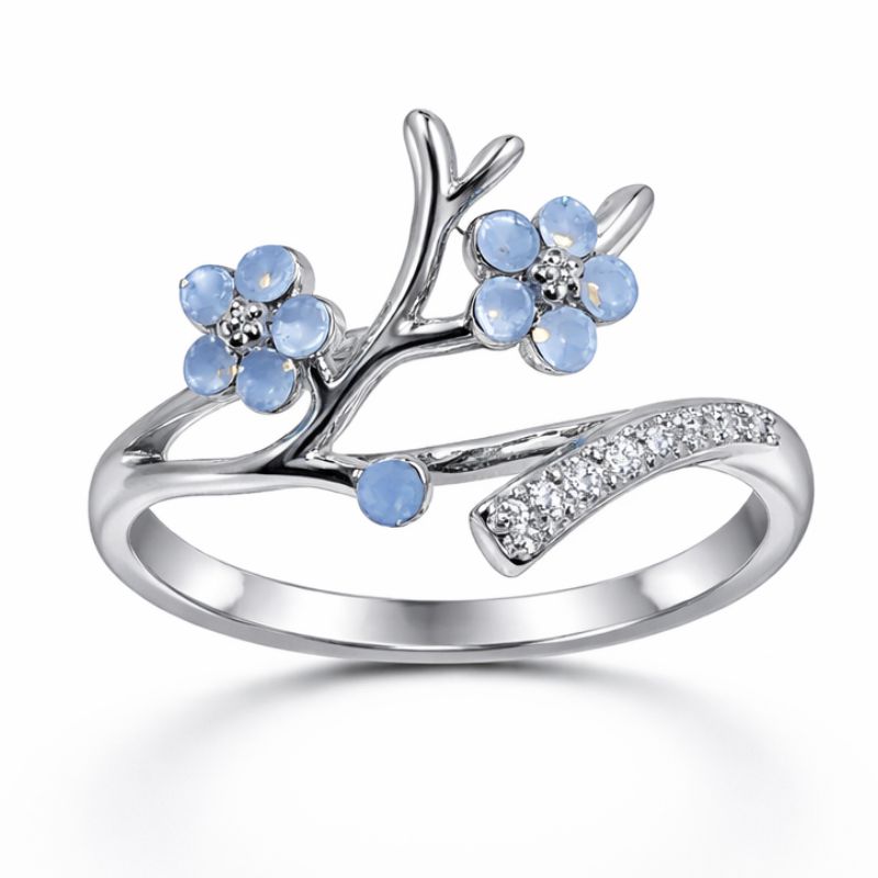 Blue Blossom Branch Ring